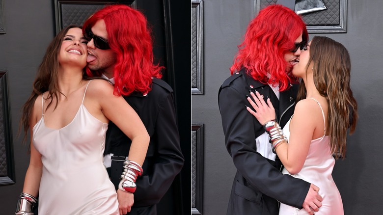 Omer Fedi kissing Addison Rae on the red carpet