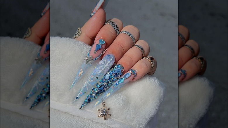 Decorated snowflake nails