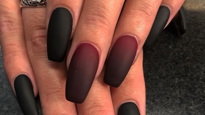 Red and black ombre nails