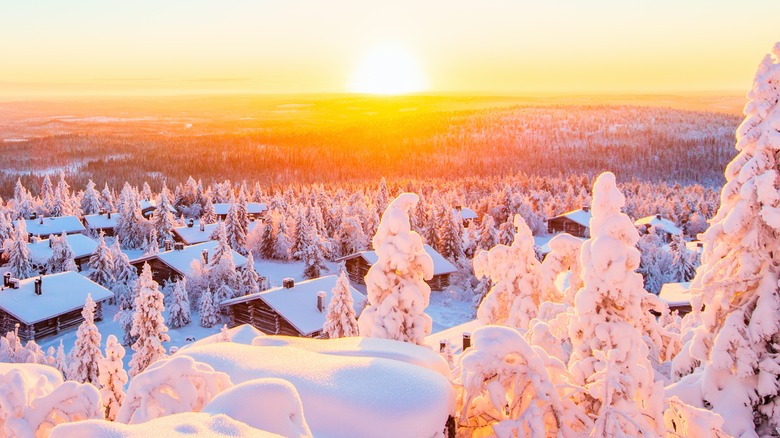The Sun over a snowy scene