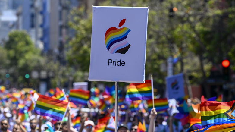 Apple logo with Pride flag