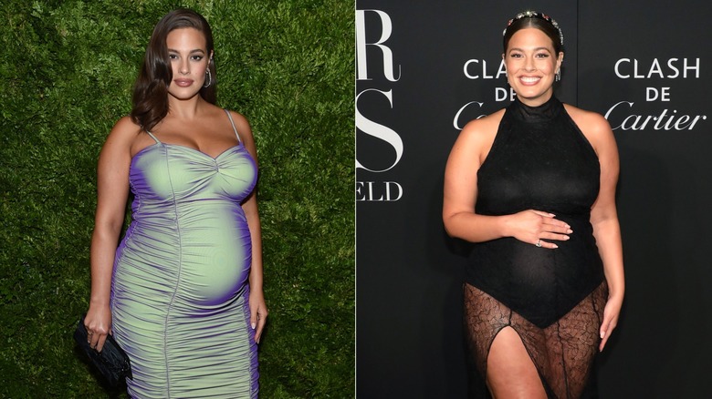 Ashley Graham showing her bump