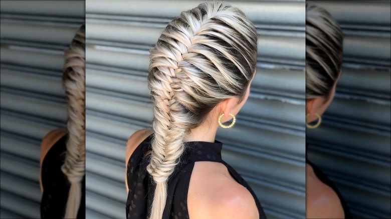 Woman with fishtail braid
