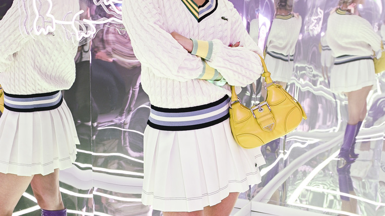Monochrome tennis skirt and sweater set
