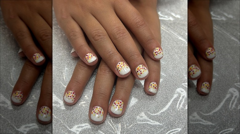 Polka dot Thanksgiving nails