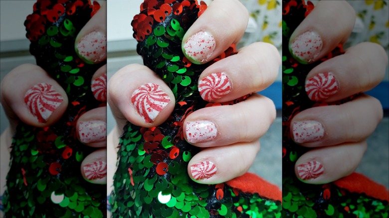 Peppermint swirl nails