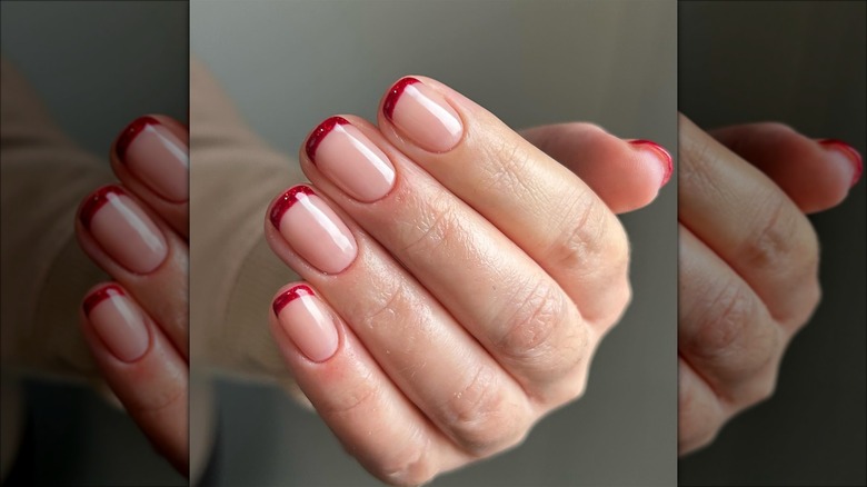 Christmas French tip manicure