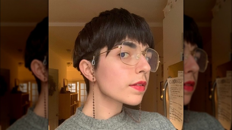 Woman with a French bowlcut