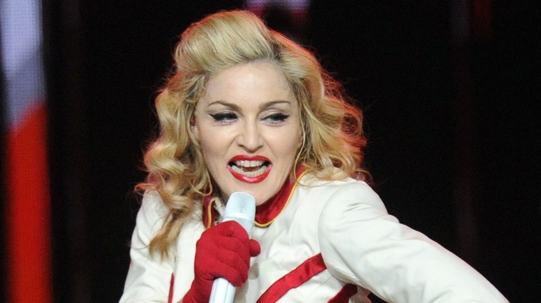 Madonna singing on stage