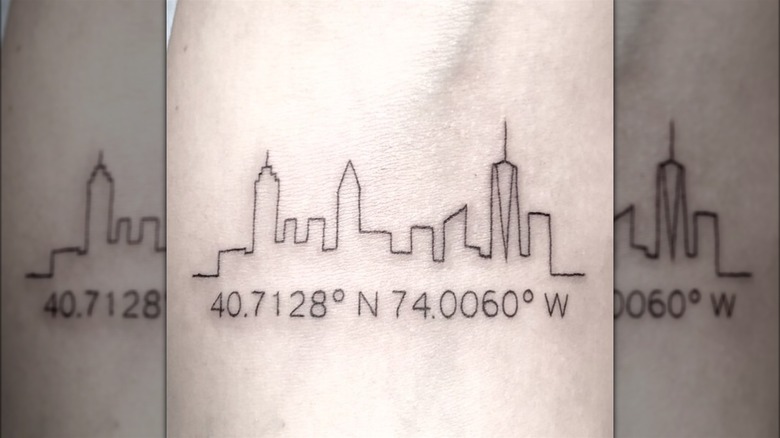 New York skyline coordinates tattoo