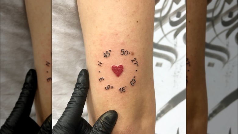 Coordinate and heart tattoo