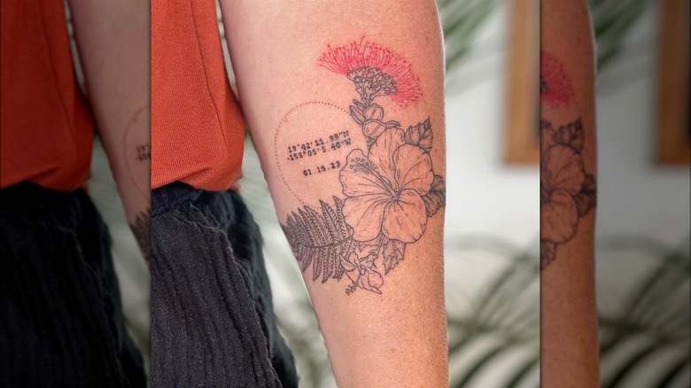 Flower and coordinates tattoo