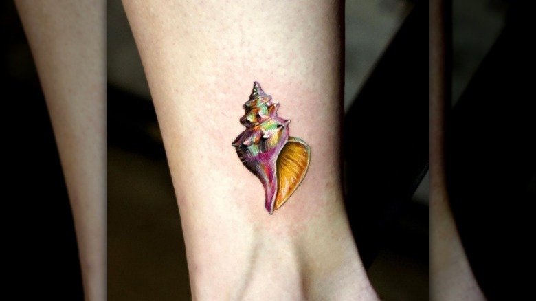 Colorful shell tattoo