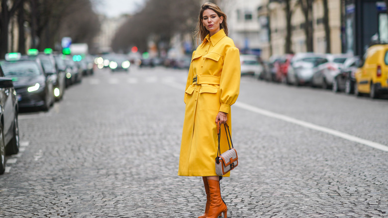 Woman in a yellow coat 