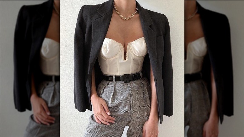 Suit jacket with corset
