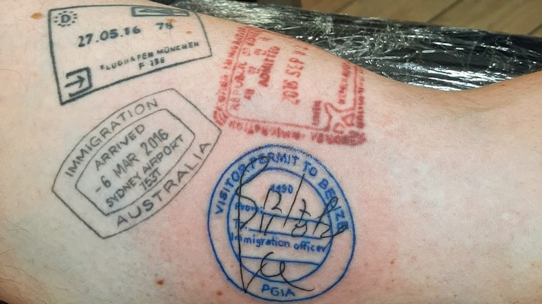 passport stamp tattoos