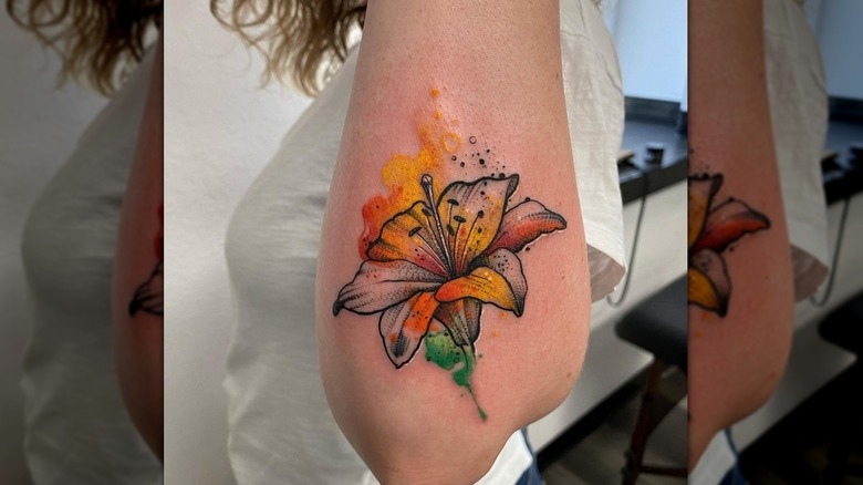 water color flower tattoo
