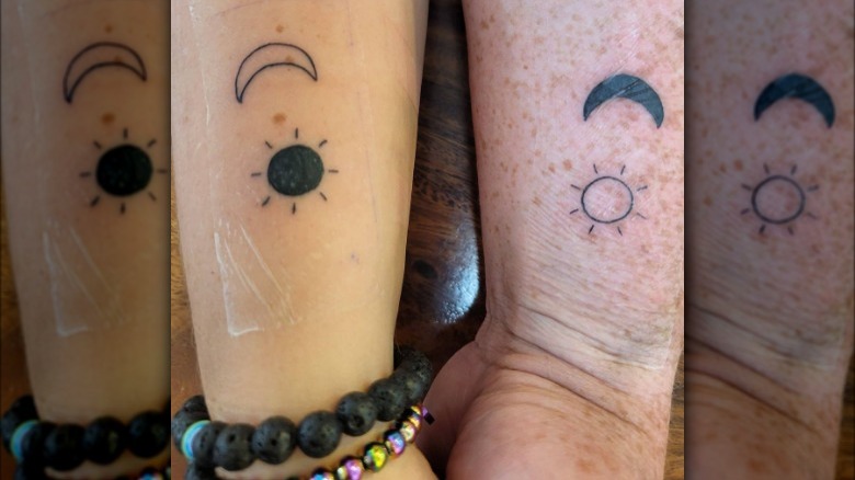 Moon and sun tattoos
