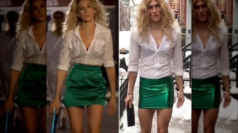 side by side of Carrie Bradshaw and cosplay