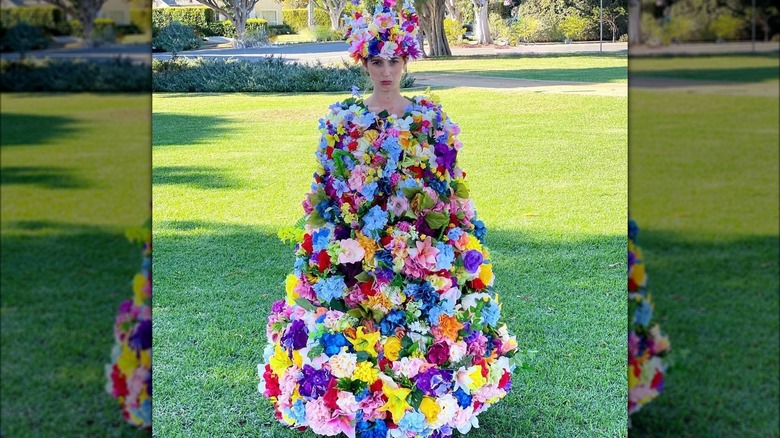 woman in flower costume
