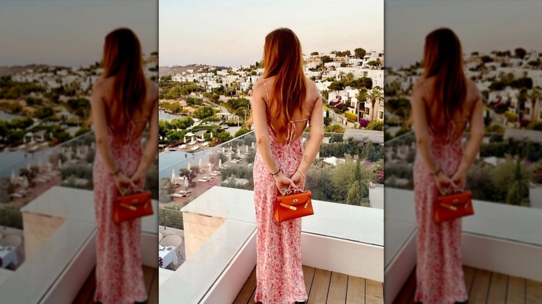 Lindsay Lohan wearing a floral sundress