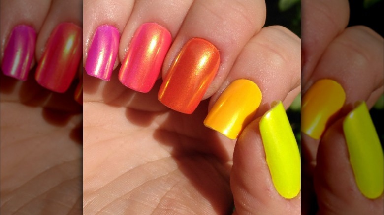 Rainbow chrome nails