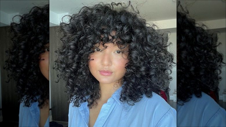 Woman with curly hair