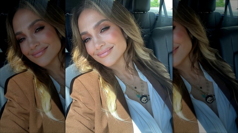 Jennifer Lopez with long, layered hair