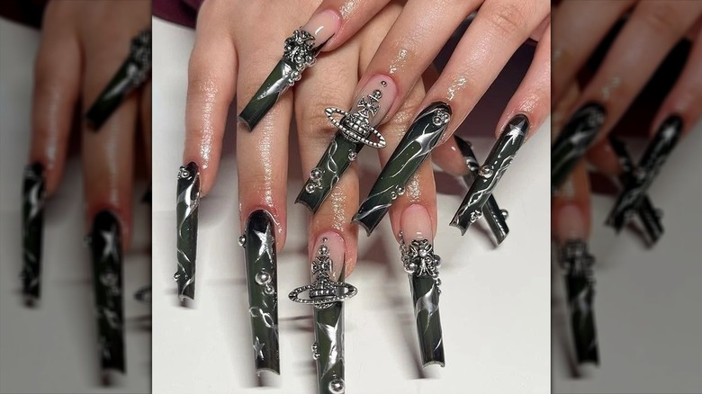 Silver charm nails