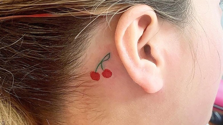 Cherry behind the ear tattoo