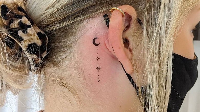 Moon and stars tattoo