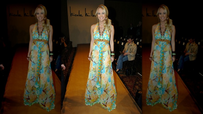 Carrie Underwood in a maxi dress at a fashion show