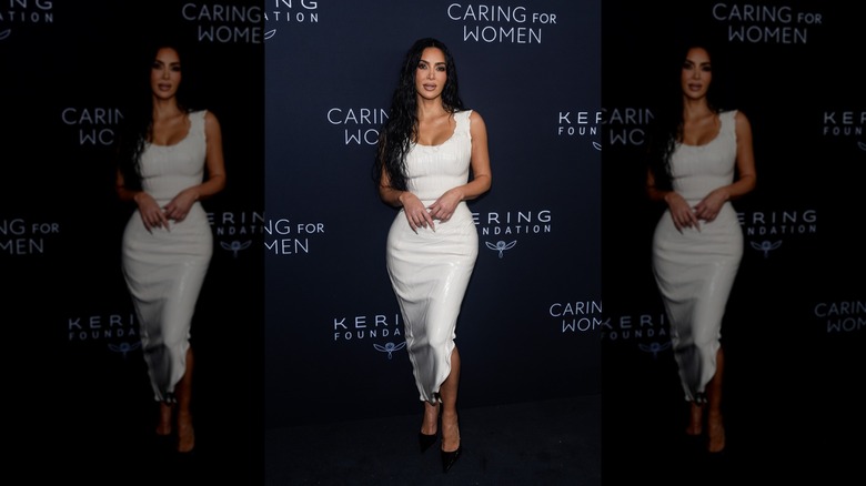 Kim Kardashian in white on the red carpet