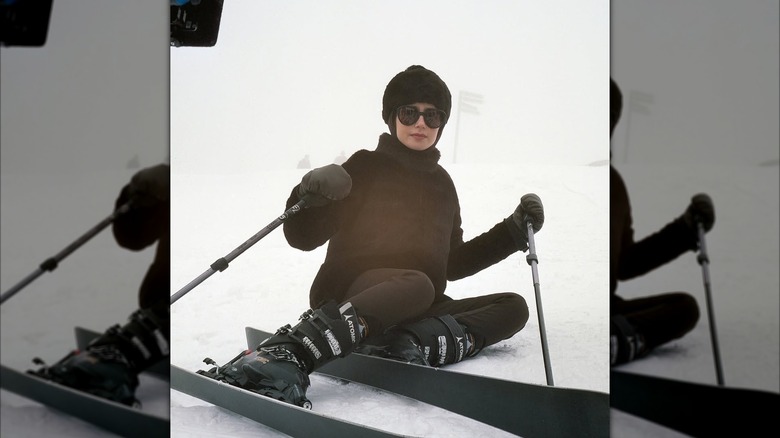 Lily Collins skiing in Emily in Paris