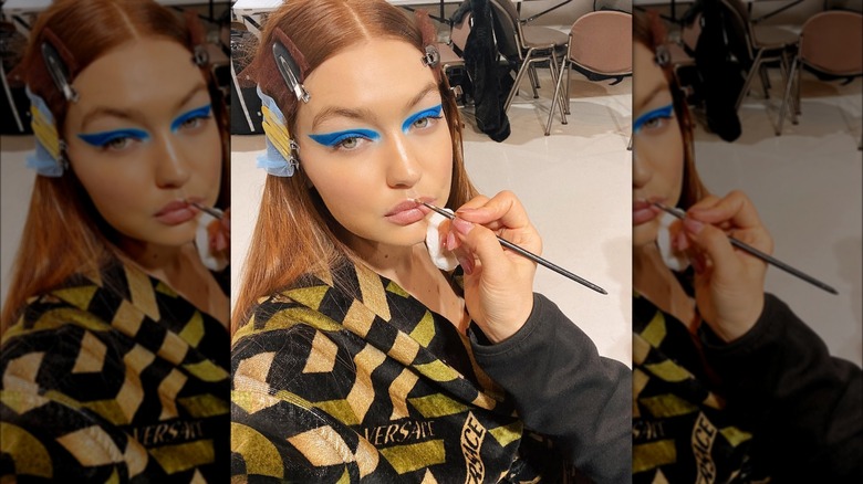 Gigi Hadid with blue eyeshadow