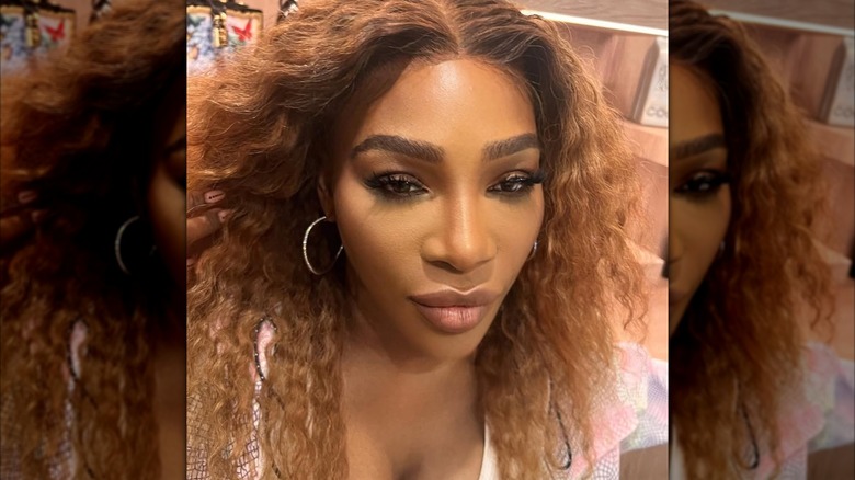 Serena Williams with curly copper hair