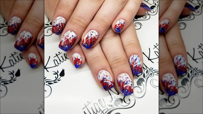 Red, white and blue nails