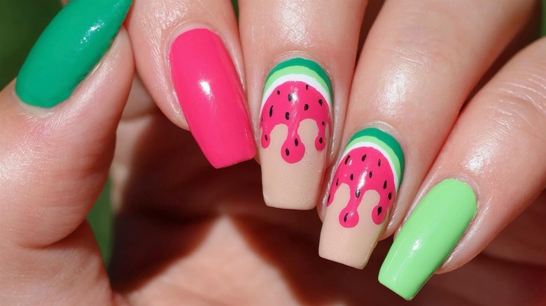 Watermelon manicure