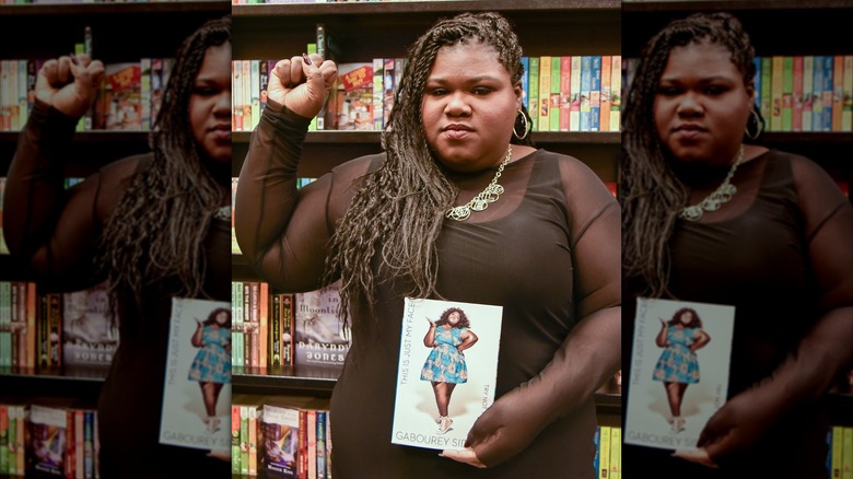 Gabourey Sidibe with her book