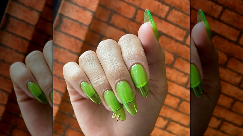 Clear lime green nails