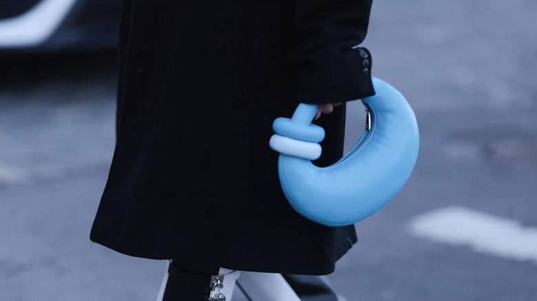 Blue circular purse
