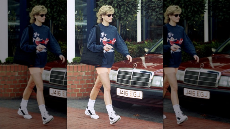 Princess Diana, in activewear, seen leaving Chelsea Harbour Club in London