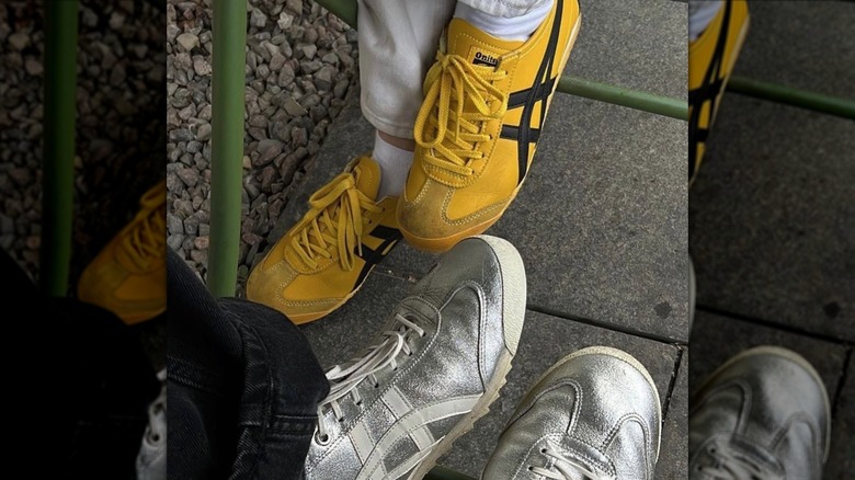 Yellow and silver Onitsukas 
