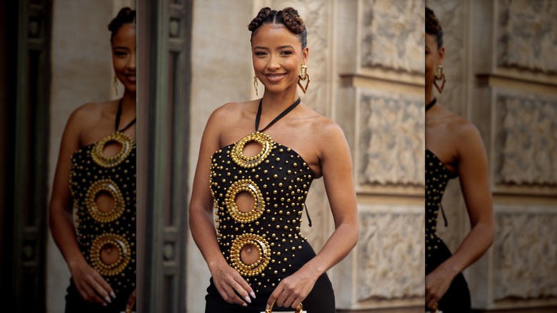 French model, Flora Coquerel, poses for a photo during fashion week