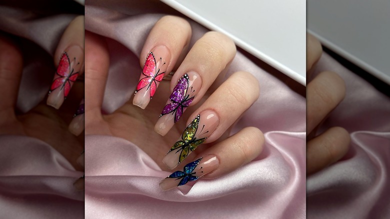 Glitter butterfly nails