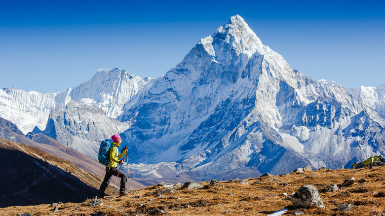 Woman climbing Mount Everest