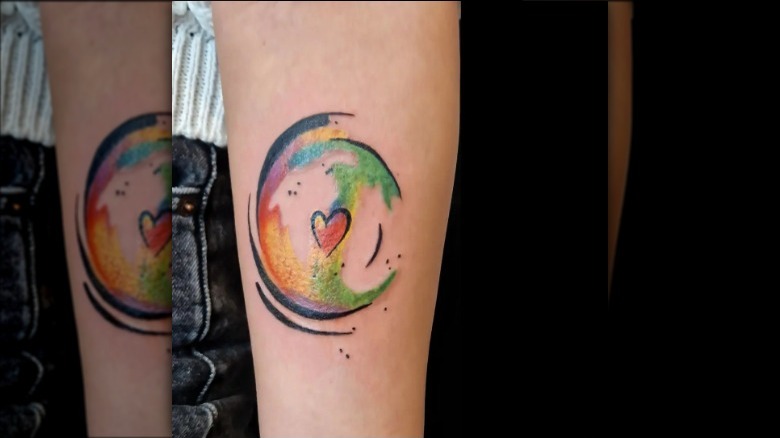 Love heart circle tattoo