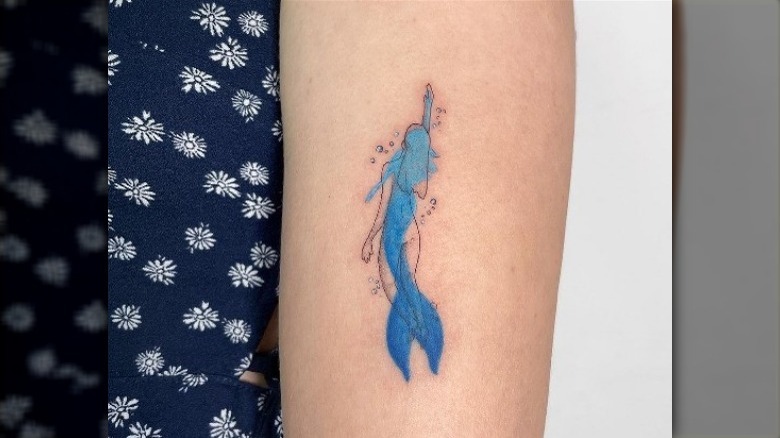 Blue mermaid tattoo