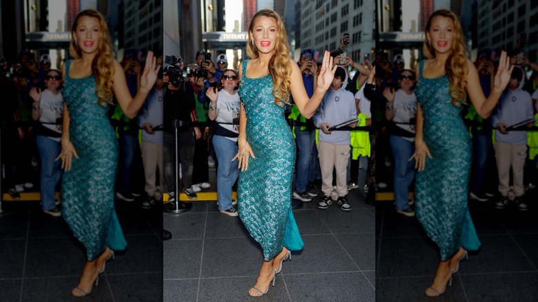 Blake Lively in a teal dress