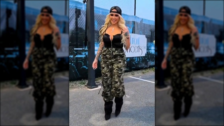 Bunnie Xo in a cargo pants jumpsuit